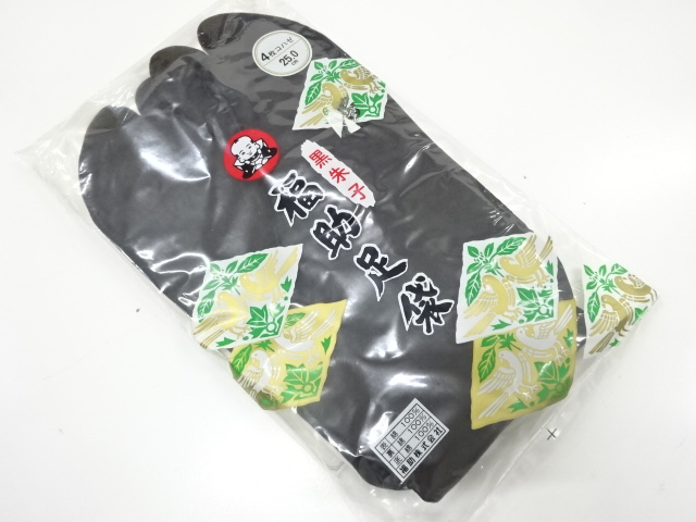 JAPANESE KIMONO / UNUSED BLACK TABI SOCKS (25 cm / 4 clasps) / COTTON / BY FUKSKE